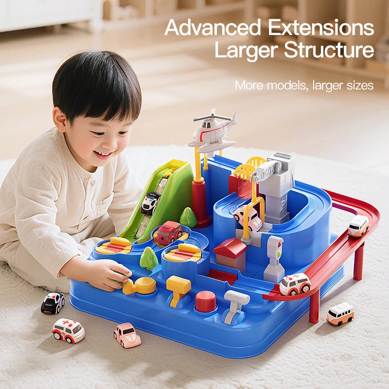Children's Car Adventure Track Toy Vehicle for Ages 2-3 Boys' Educational Building Girls' Parking Lot Playset