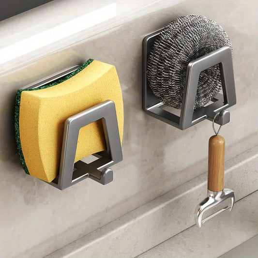 Stainless Steel Sponge Holder Self Adhesive Sink Drain Drying Sponges Racks Shelf Kitchen Storage Wall Holders Organizer