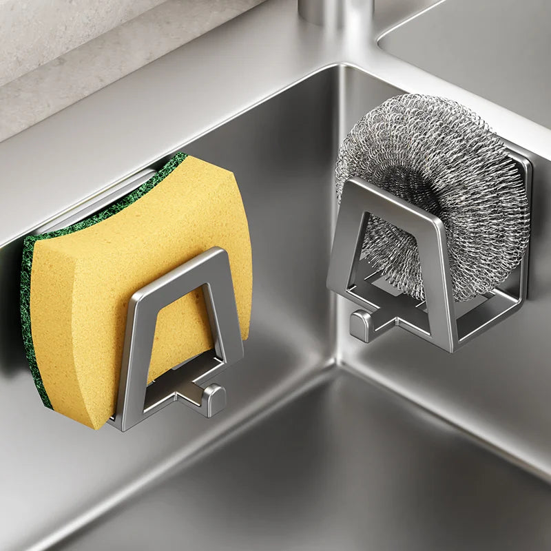 Stainless Steel Sponge Holder Self Adhesive Sink Drain Drying Sponges Racks Shelf Kitchen Storage Wall Holders Organizer