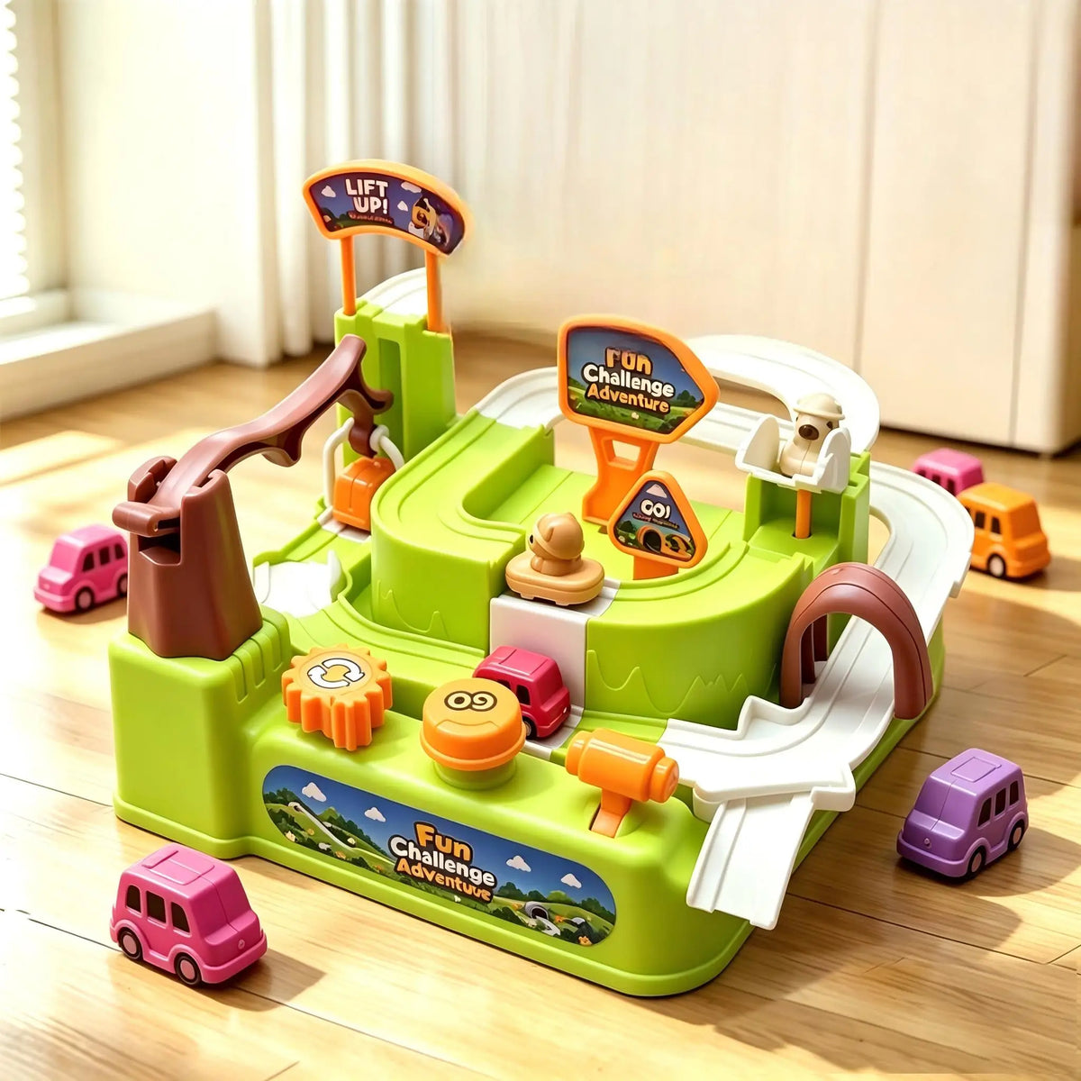Children's Car Adventure Track Toy Vehicle for Ages 2-3 Boys' Educational Building Girls' Parking Lot Playset