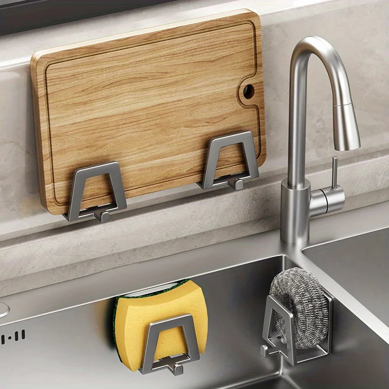 Stainless Steel Sponge Holder Self Adhesive Sink Drain Drying Sponges Racks Shelf Kitchen Storage Wall Holders Organizer