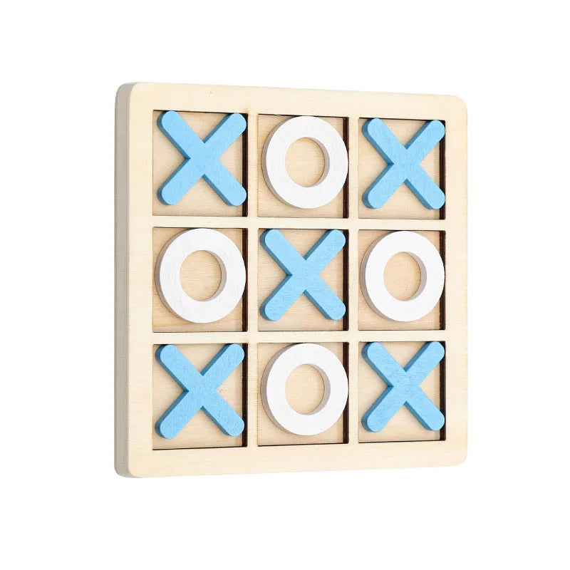 Montessori XO Chess Jigsaw Puzzle 3D Geometric Shapes Board Games For Kids Children Educational Wooden Toys