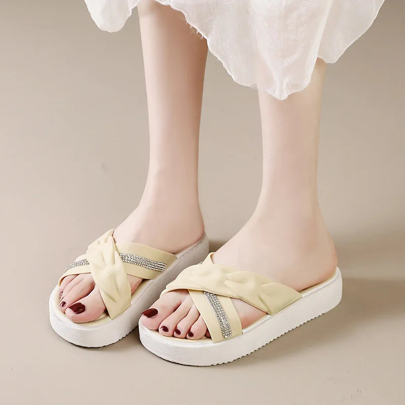 2026 Summer New Fashion Women Shoes Slippers Comfortable Platform Shoe High Heels Leisure Flower Outdoo Slipper Women
