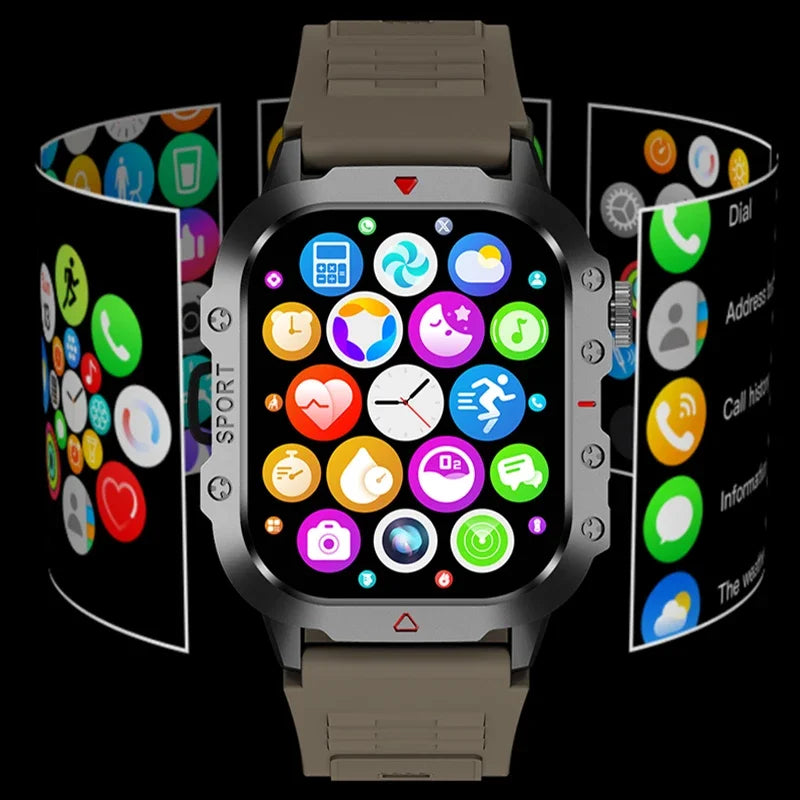 Outdoor 2.01'' Men's Smartwatches Flashlight Fitness Clock Wireless Call Sports Wrist Smart Watches for Women IOS Android 2026