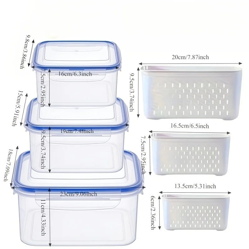 6pcs/set Large Capacity Fruit Storage Containers for Fridge with Removable Colander,Keep Berry Fruit Fresh Longer