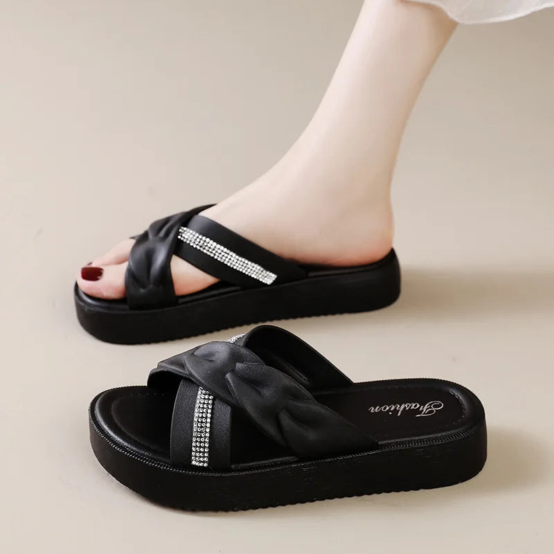 2026 Summer New Fashion Women Shoes Slippers Comfortable Platform Shoe High Heels Leisure Flower Outdoo Slipper Women