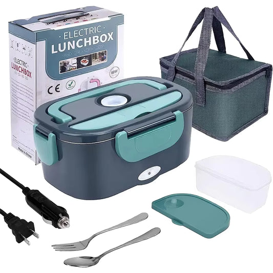 Electric Heated Insulated Lunch Box with Removable Stainless Steel Container, Portable Food Warmer for Car Office School